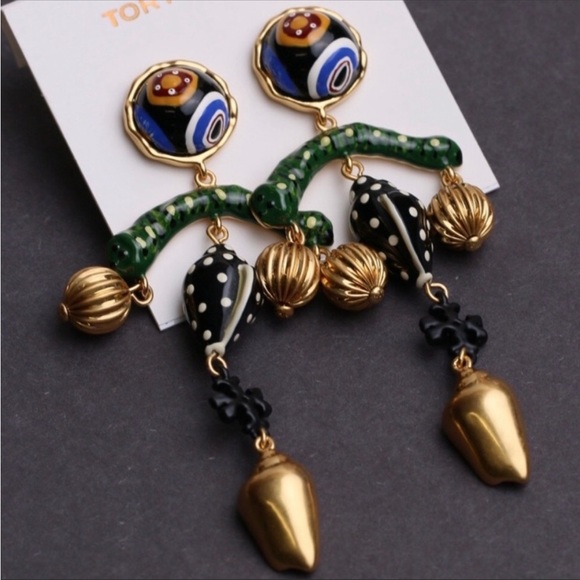 Tory Burch final sale Roxanne charms hand painted statement earrings - Picture 3 of 7